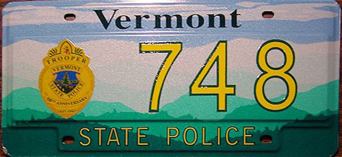 Vermont  police license plate image