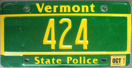 Vermont  police license plate image