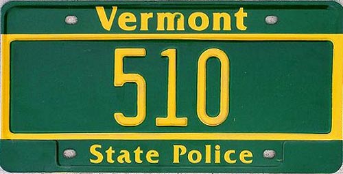 Vermont  police license plate image