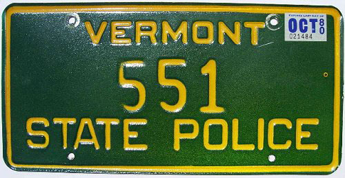 Vermont  police license plate image