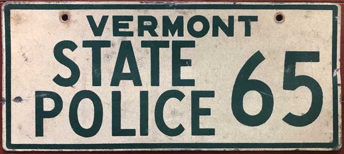 Vermont  police license plate image