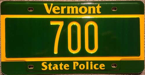 Vermont  police license plate image