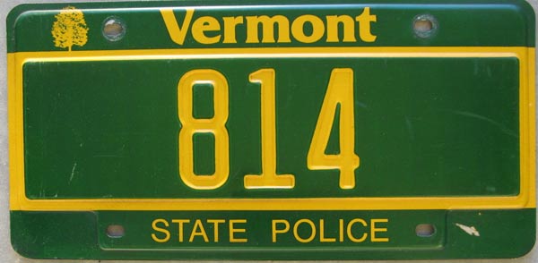 Vermont  police license plate image