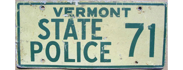 Vermont  police license plate image