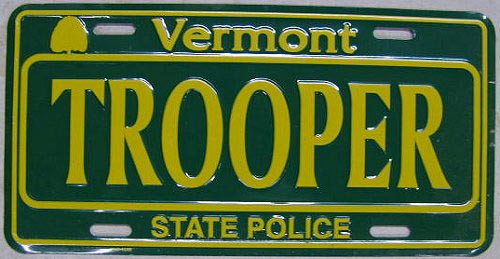 Vermont  police license plate image