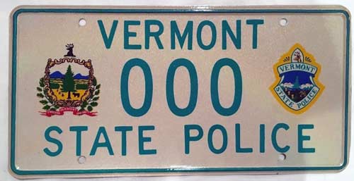 Vermont  police license plate image