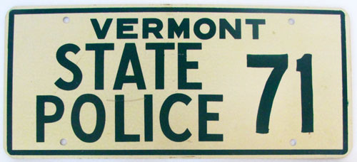 Vermont  police license plate image