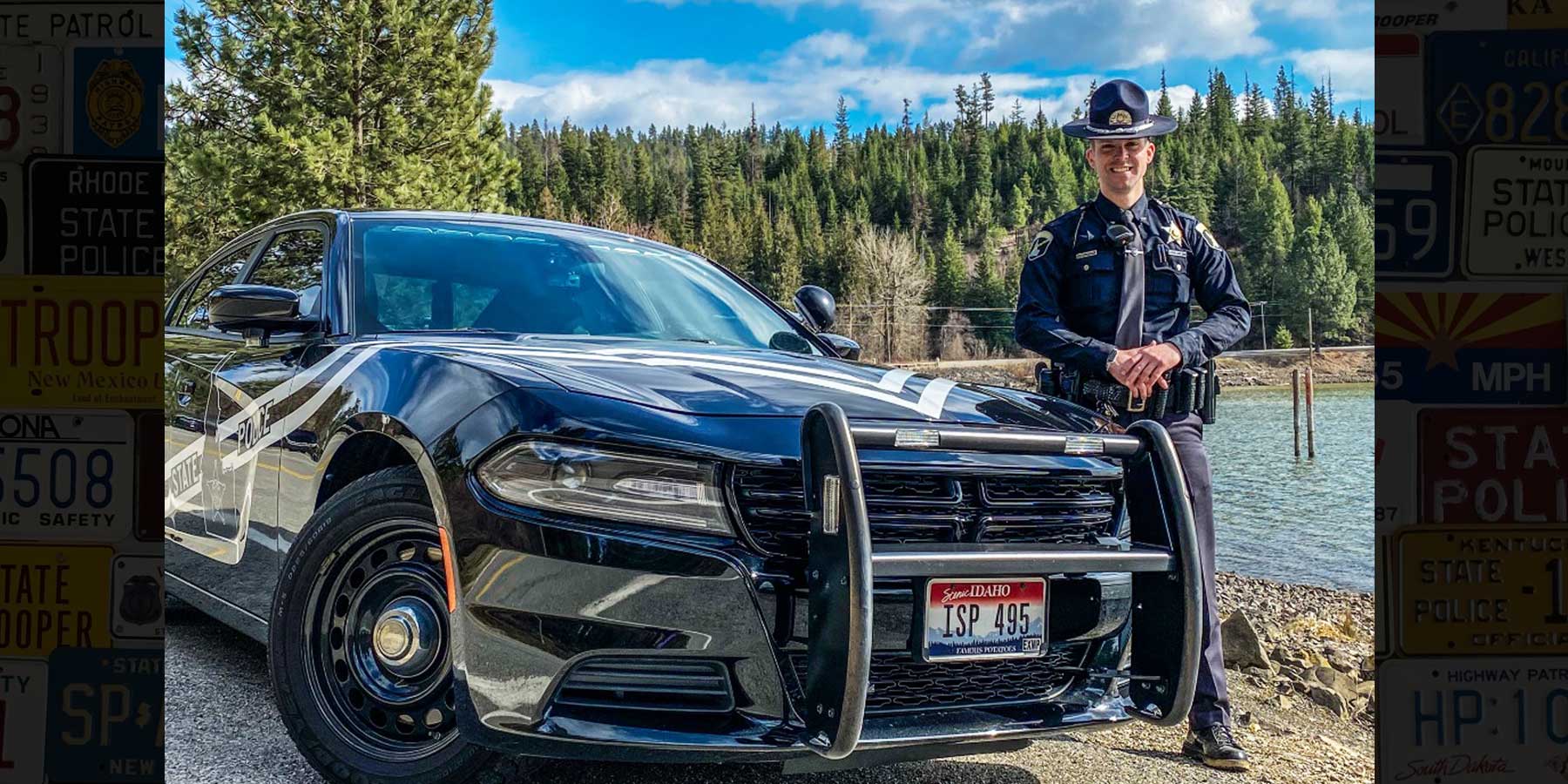 police car and trooper